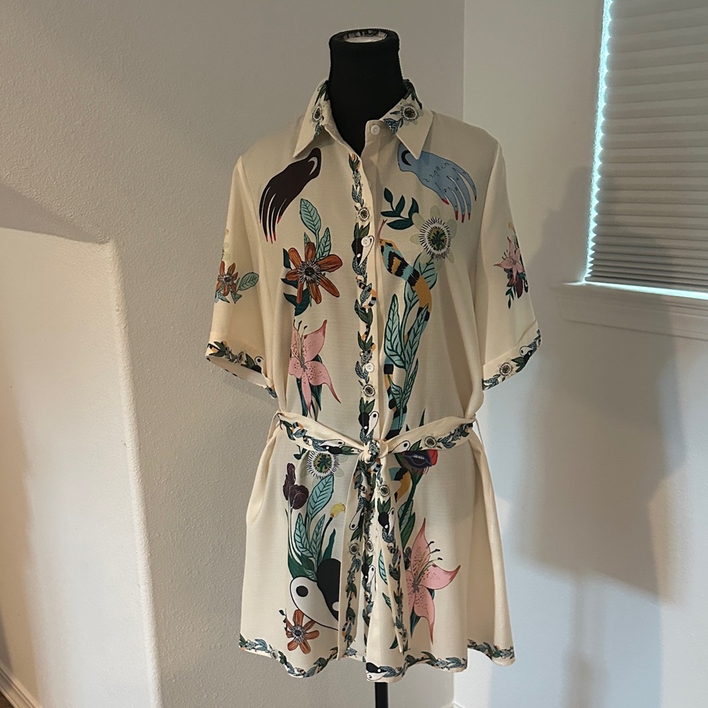 Elegant Cream Floral Mini Dress